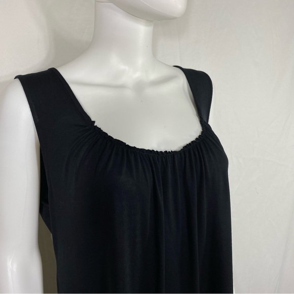 Soft Surroundings Sleeveless Gathered Front Black Drapey Tunic Tank - Picture 2 of 6